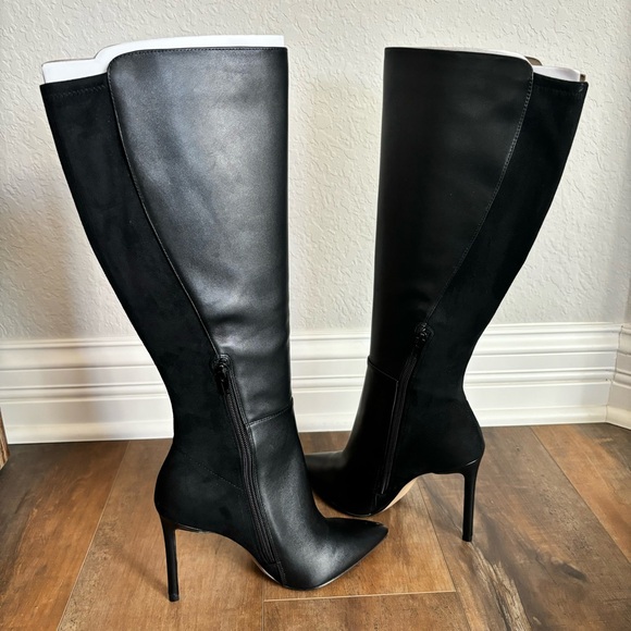 Aldo Shoes - ALDO Women Size 7 Milann Pointed-Toe Tall 4” Stiletto Heel Black Leather Boots